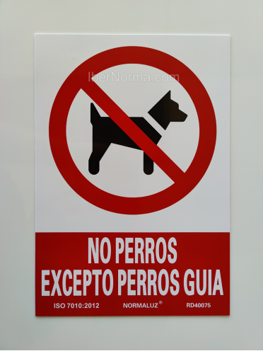 Señal No perros excepto perros guía - PVC - NMZ (Normaluz)