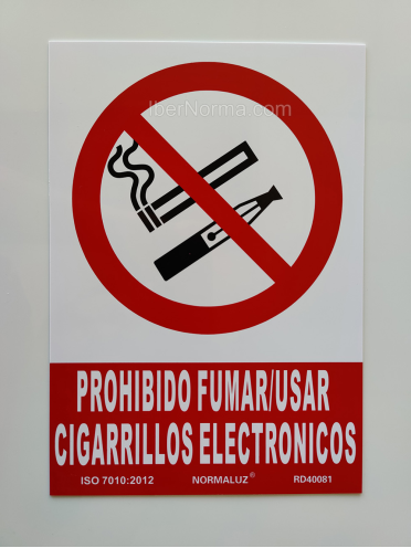 Señal Prohibido fumar / Usar cigarrillos electrónicos - PVC - NMZ (Normaluz)