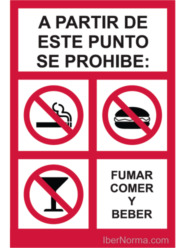 Señal A partir de este punto se prohibe: fumar, comer y beber - PVC - NMZ (Normaluz)