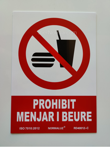 Senyal Prohibit menjar i beure (Català - Catalán) - PVC - NMZ (Normaluz)