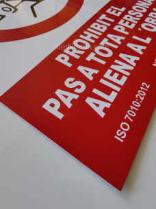Senyal Prohibit el pas a tota persona aliena a l'obra (Català - Catalán) - PVC - NMZ (Normaluz) 2