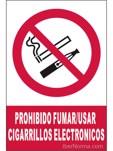 Señal Prohibido fumar / Usar cigarrillos electrónicos - PVC - NMZ (Normaluz)