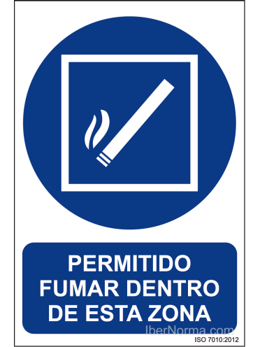 Señal Permitido fumar dentro de esta zona - PVC - NMZ (Normaluz)