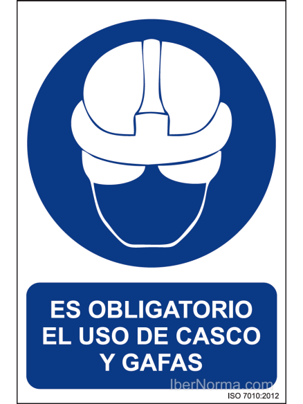 Señal Es obligatorio el uso de casco y gafas - PVC - NMZ (Normaluz)