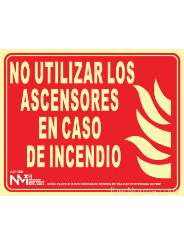Señal No utilizar los ascensores en caso de Incendio - PVC - NMZ (Normaluz)
