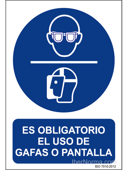 Señal Es obligatorio el uso de gafas o pantalla - PVC - NMZ (Normaluz)