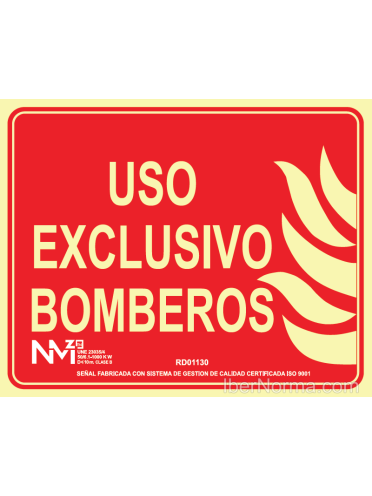 Señal Uso Exclusivo Bomberos (Sin Pictograma) - PVC - NMZ (Normaluz)