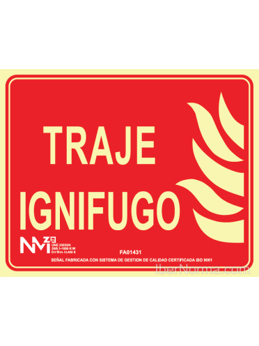 Señal Traje Ignífugo (Sin Pictograma) - PVC - NMZ (Normaluz)