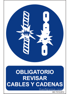 Señal Obligatorio revisar cables y cadenas - PVC - NMZ (Normaluz)