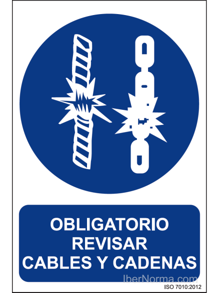 Señal Obligatorio revisar cables y cadenas - PVC - NMZ (Normaluz) Señal Obligatorio revisar cables y cadenas - PVC - NMZ (Normaluz)