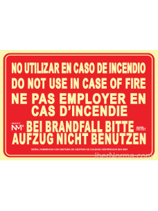 Señal No utilizar en caso de incendio (Multi idioma) - PVC - NMZ (Normaluz)