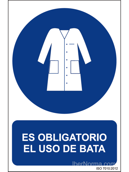 Señal Es obligatorio el uso de bata - PVC - NMZ (Normaluz) Señal Es obligatorio el uso de bata - PVC - NMZ (Normaluz)