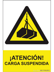 Señal ¡Atención! Carga suspendida - PVC - NMZ (Normaluz)