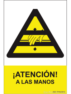 Señal ¡Atención! A las manos - PVC - NMZ (Normaluz)