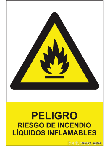 Señal Peligro Riesgo de incendio líquidos inflamables - PVC - NMZ (Normaluz)