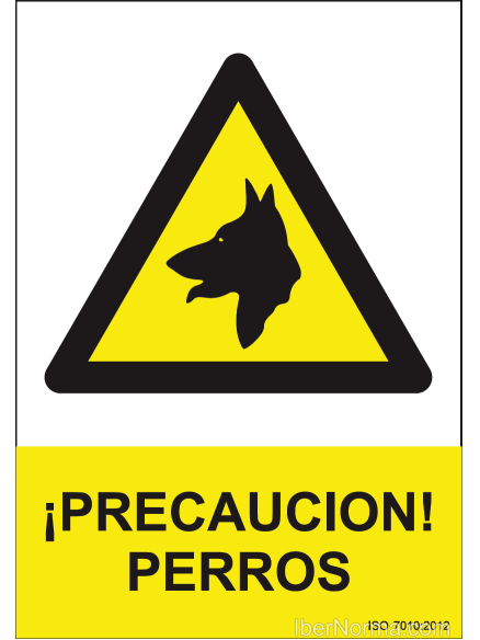Señal ¡Precaución! Perros - PVC - NMZ (Normaluz)