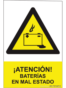 Señal ¡Atención! Baterías en mal estado - PVC - NMZ (Normaluz)