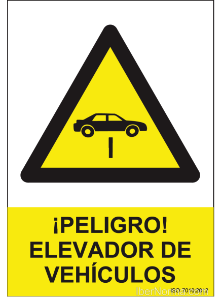 Señal ¡Peligro! Elevador de vehículos - PVC - NMZ (Normaluz)