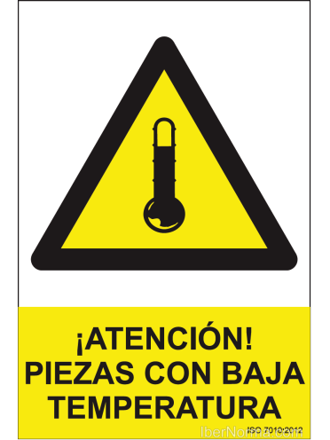 Señal ¡Atención! Piezas con baja temperatura - PVC - NMZ (Normaluz)