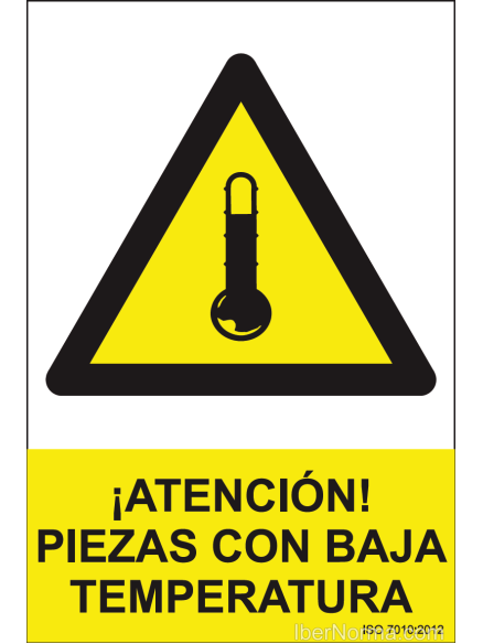 Señal ¡Atención! Piezas con baja temperatura - PVC - NMZ (Normaluz)