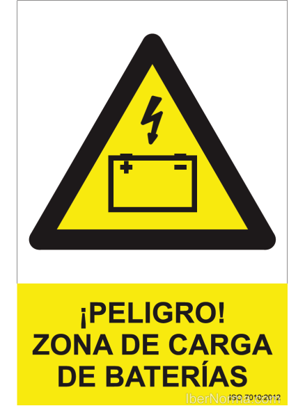 Señal ¡Peligro! Zona de carga de baterías - PVC - NMZ (Normaluz)