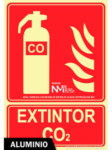 Señal Aluminio - Extintor CO2 - NMZ (Normaluz)