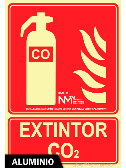 Señal Aluminio - Extintor CO2 - NMZ (Normaluz)