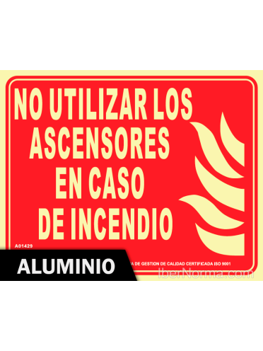 Señal Aluminio - No utilizar los ascensores en caso de Incendio - NMZ (Normaluz)