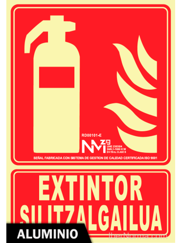 Señal Aluminio - Extintor Su Itzalgailua (Euskera - Euskara) - NMZ (Normaluz)