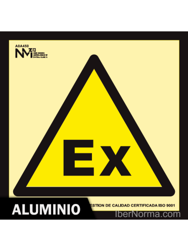 Señal Aluminio - Peligro Atmósferas explosivas (Sólo Pictograma) ATEX Clase A - NMZ (Normaluz)