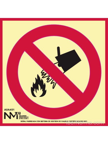 Señal Peligro No apagar con agua (Sólo Pictograma) - PVC - NMZ (Normaluz)