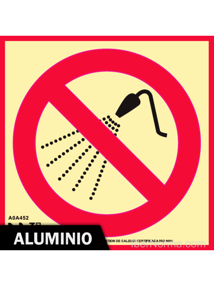 Señal Aluminio - Prohibido pulverizar agua (Sólo Pictograma) - NMZ (Normaluz) Señal Aluminio - Prohibido pulverizar agua (Sólo Pictograma) - NMZ (Normaluz)