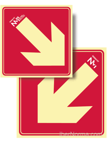 Señal Flecha diagonal dirección material contra incendios - PVC - NMZ (Normaluz)
