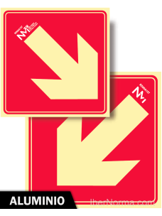 Señal Aluminio - Flecha diagonal dirección material contra incendios - NMZ (Normaluz)