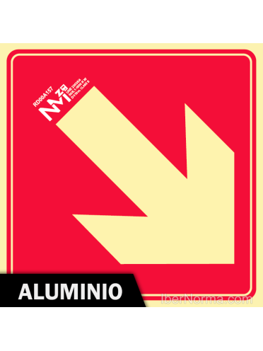 Señal Aluminio - Flecha diagonal dirección material contra incendios - NMZ (Normaluz)