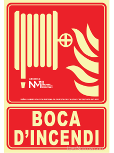 Senyal Boca d'Incendi (Catalán - Català) - PVC - NMZ (Normaluz)