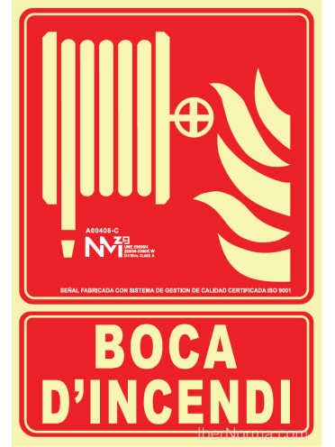 Senyal Boca d'Incendi (Catalán - Català) - PVC - NMZ (Normaluz)