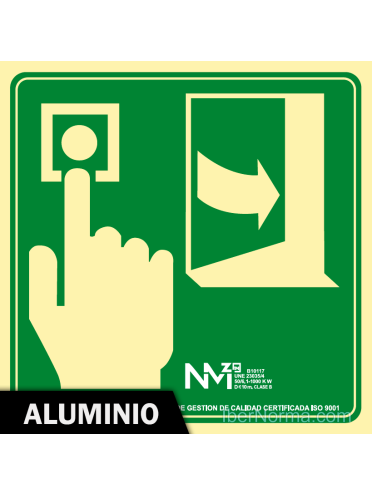 Señal Aluminio - Pulsar para abrir (Sólo Pictograma) - NMZ (Normaluz)