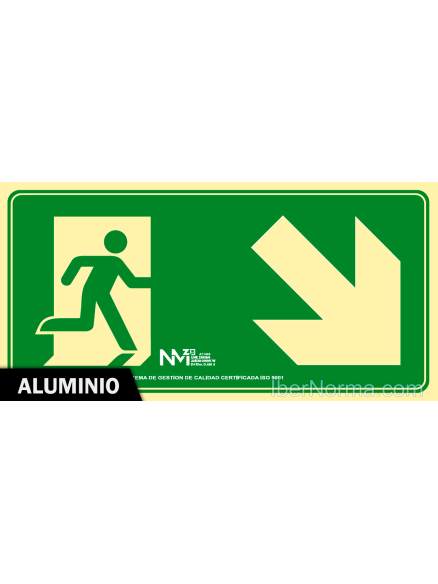 Señal Aluminio - Salida de Emergencia abajo derecha - NMZ (Normaluz) Señal Aluminio - Salida de Emergencia abajo derecha - NMZ (Normaluz)