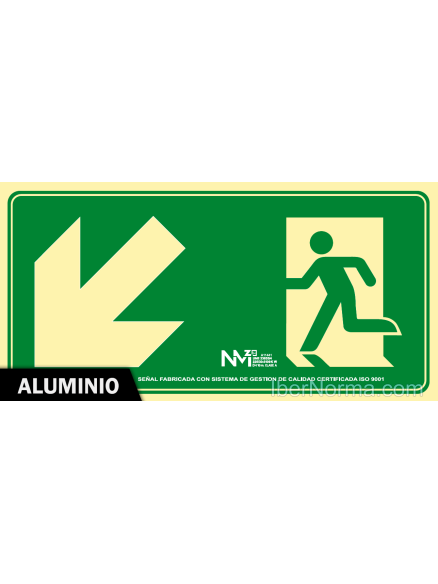 Señal Aluminio - Salida de Emergencia abajo izquierda - NMZ (Normaluz)