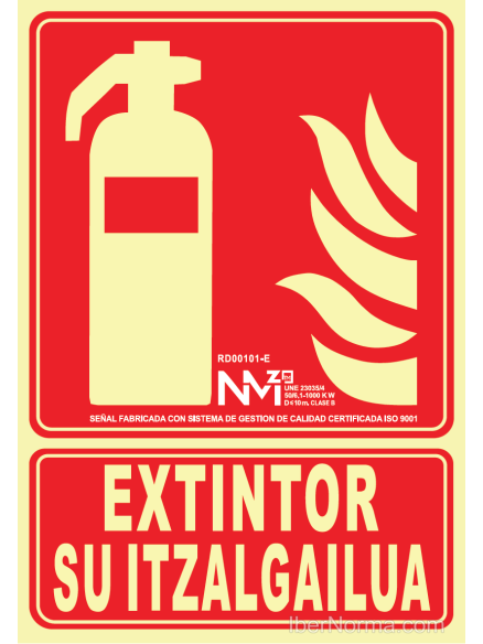Señal Extintor Su Itzalgailua (Euskera - Euskara) - PVC - NMZ (Normaluz)