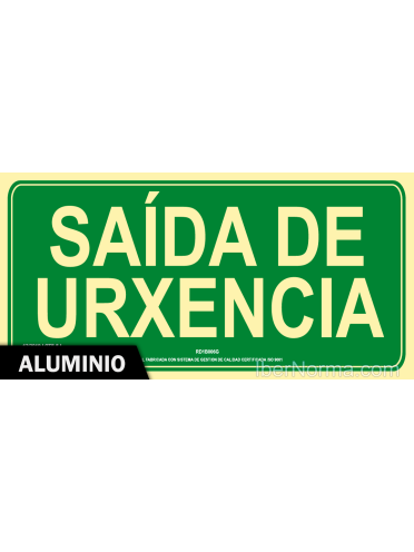 Señal Aluminio - Saída de urxencia (Gallego - Galego) - NMZ (Normaluz)