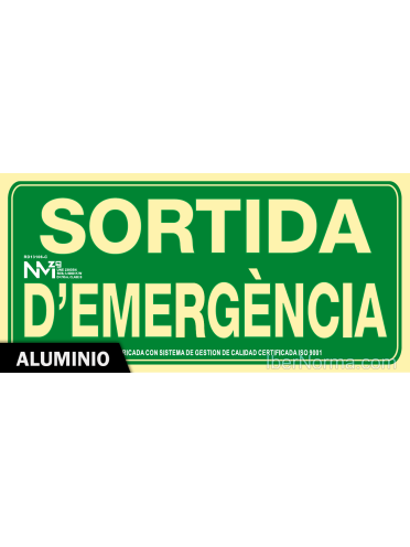 Senyal Alumini - Sortida d'Emergència (Catalán - Català) - NMZ (Normaluz)
