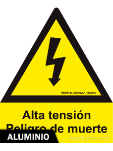 Señal Aluminio - Alta tensión Peligro de muerte (Eléctrico) - NMZ (Normaluz)