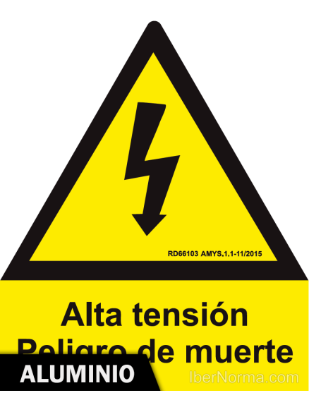 Señal Aluminio - Alta tensión Peligro de muerte (Eléctrico) - NMZ (Normaluz)
