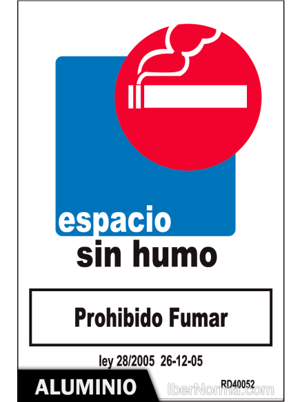 Señal Aluminio - Prohibido fumar Espacio sin humo - NMZ (Normaluz)