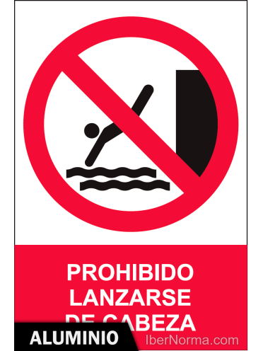 Señal Aluminio - Prohibido lanzarse de cabeza - NMZ (Normaluz)