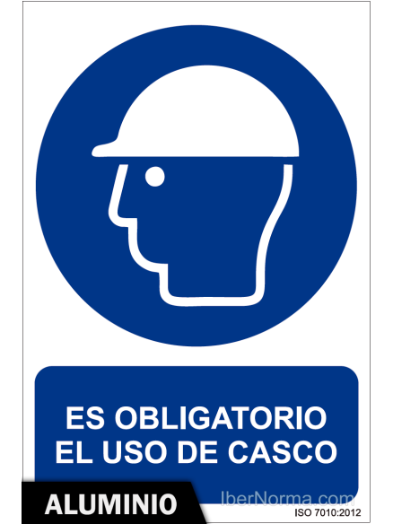 Señal Aluminio - Es obligatorio el uso de casco - NMZ (Normaluz) Señal Aluminio - Es obligatorio el uso de casco - NMZ (Normaluz)