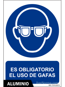 Señal Aluminio - Es obligatorio el uso de gafas - NMZ (Normaluz)