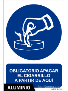 Señal Aluminio - Obligatorio apagar el cigarrillo a partir de aquí - NMZ (Normaluz)